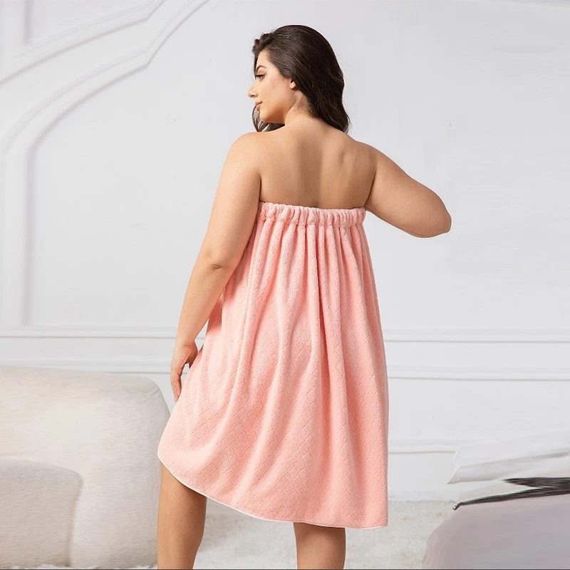 Conjunto de 2 saias de toalha de banho vestíveis 350GSM envoltório de microfibra secagem rápida + tampa - Imagem 2 de 4