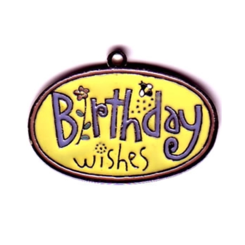 Hobby & Crafting Fun Birthday Wishes Oval Metal Tag Pendant Birthday Card Making