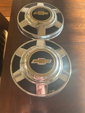 Pair Of Vintage Chevy Truck Dog Dish Poverty Hubcaps Wheel Covers 73-87 No Dents
