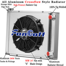 Universal 2-Row Radiator Shroud Fan For Double Pass Chevy SBC 350 26''W x 19''H