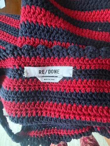 RE/DONE 70s Crochet Dress Red & Black Striped Knit size Small SM S - Picture 5 of 5