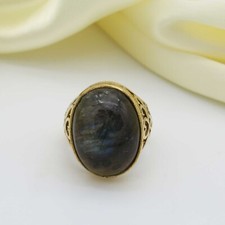 Labradorite Ring, 925 Sterling Silver, Smooth Labradorite, Blue Labradorite,