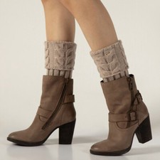Women Soft Cable Knitted Boot Cuffs Toppers Short Ankle Socks Winter Leg Warmer  