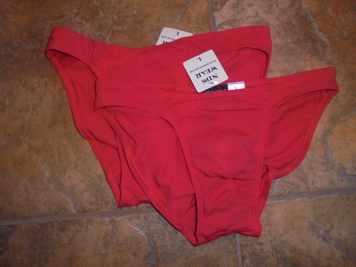2 neue NDS WEAR Herren rot Beutel vorne Bikini Slip Unterwäsche Größe Large