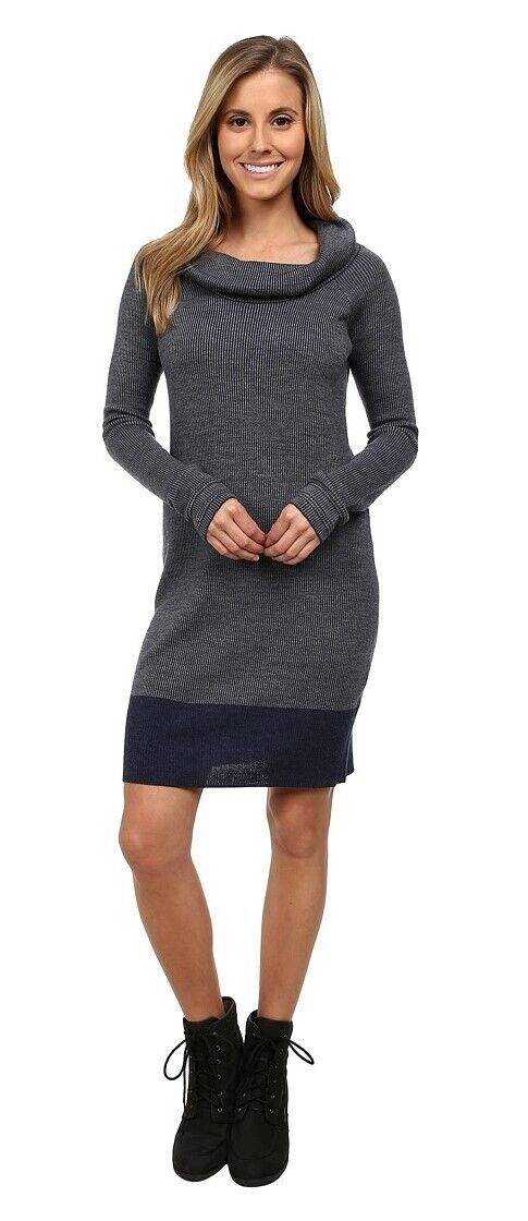 Toad&Co 241466 Womens Wool Long Sleeve Sweater Dress Deep Navy Size Large