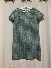 Ann Taylor LOFT Knit Shift Dress Geometric Print Back Zip Short Sleeve