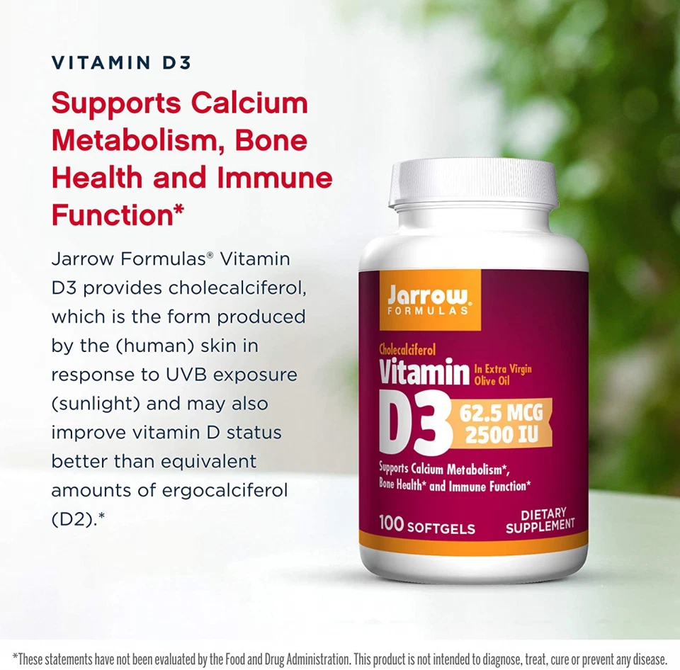 Jarrow Formulas Vitamin D3, 2500 IU, 100 Softgels, 1 Units  - Image 3 of 4