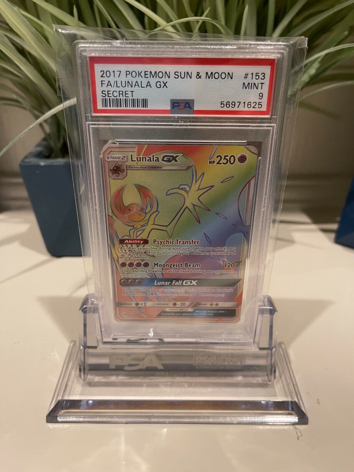 Lunala GX - Hyper Rare - Sun & Moon Base Set - 153/149 - PSA 9