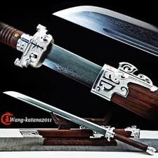 35''Rosewood Chinese Folded Steel Combating Dao 战刀 Broadsword Ming Dynasty Sword