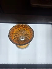 Carnival glass early 20th century punch bowl base only, Imperial twins marigold