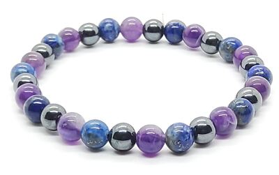 Kopfschmerzen, Migräne, Stress, echte Edelsteine, Kristallarmband 6 mm