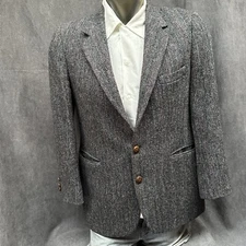 Vtg Wool tweed blazer sport coat Herringbone Mens 42 USA Made