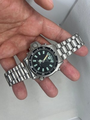 Vintage Citizen Aqualand C022-088034 Alarm Chronograph Quartz Mens 