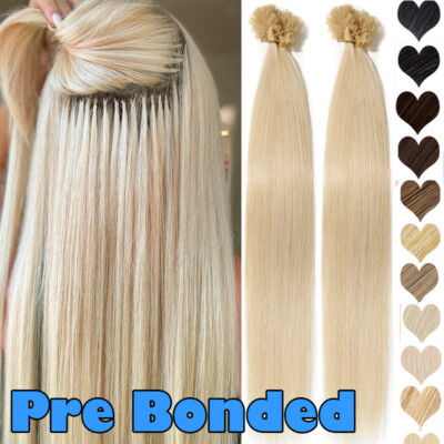 Thick Keratin Nail U Tip Russian Remy Human Hair Extensions Pre Bonded/#Blonde