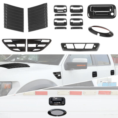 16pcs Exterior Decor Cover Trim Accessories For Ford F150 2009-2014 Carbon Fiber