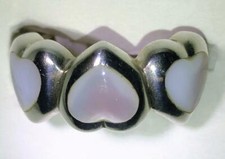 Sterling Silver 3 Stone Mother of Pearl Band Ring  it129 