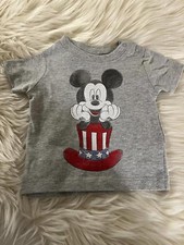 Disney Newborn Gray Tee with Mickey Mouse