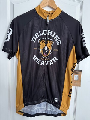 New Belching Beaver Brewery Bike Cycle Canari Jersey full zip Men medium M