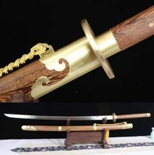 57" Battle Chinese Kung Fu Sword Sharp Damascus Steel Blade Wushu Dao Broadsword