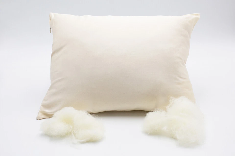 Australian Wool Filled Pillow for Side, Back, or Stomach Sleepers GOTS CERTIFIED - Image 2 of 4