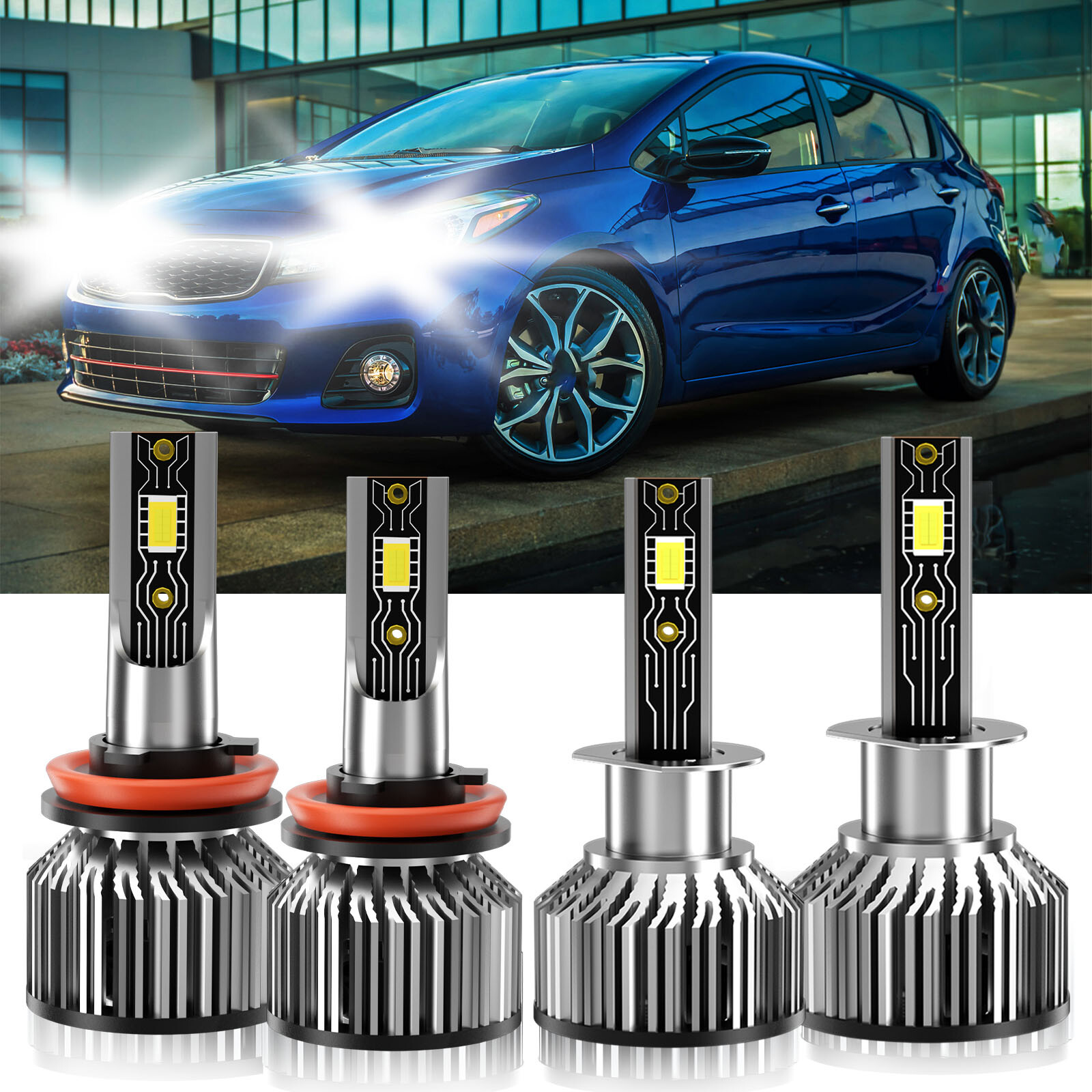 For Kia Forte5 2012-2016 H1 H11 LED Headlight High Low Beam Bulbs Kit 6500K