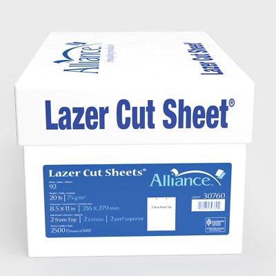 Prepunched Paper Alliance Laser Cut Sheet 8.5 x 11 inch 20 lb, 92 Bright