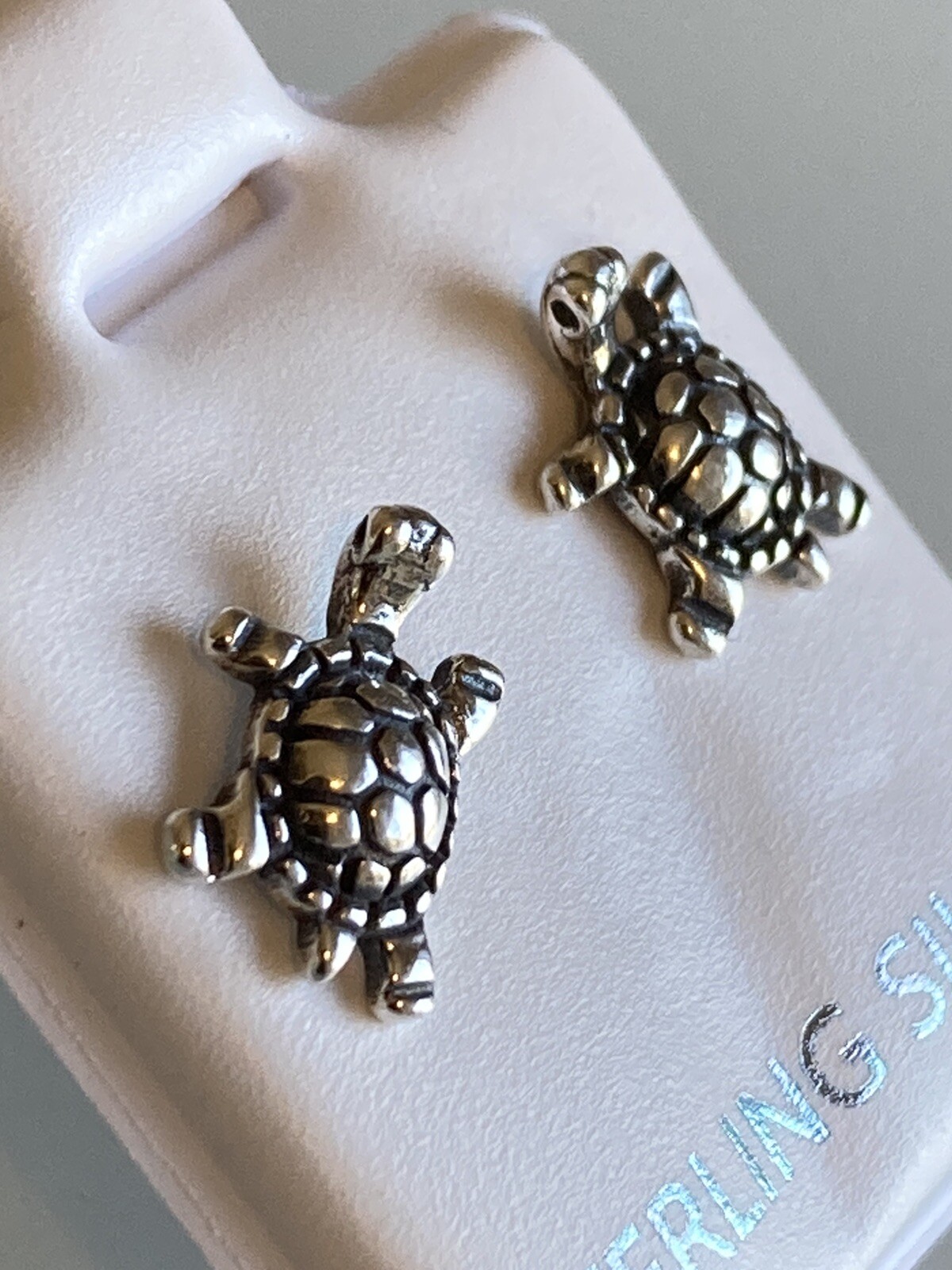 New Sterling 925 Solid Silver Turtle Stud Earring… - image 1