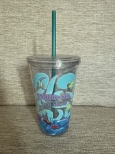 RARE Disney Parks Journey Of The Little Mermaid Tumbler Cup with Straw Ariel
