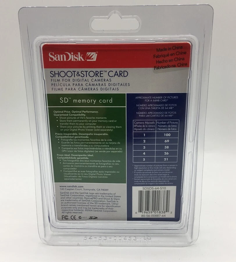 SanDisk 64 MB Shoot & Store Secure Digital Memory Card (SDSDS-64-A10) - Image 2 of 2