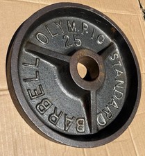 1 / 25 lbs Cast Iron Olympic Weight Plates Standard 2" Deep Dish