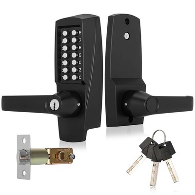 New Upgrade Mechanical Door Lock with Handle,Mechanical Push Button Lever Loc...