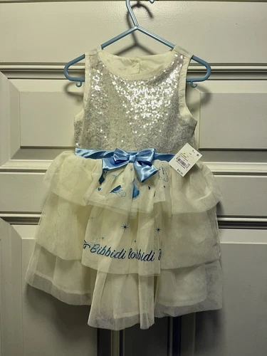 OFF WHITE Vestito scintillante Disney Cenerentola per bambina bianco sporco