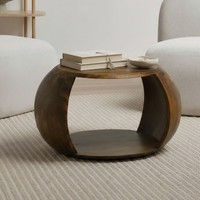 Couchtisch Mango Massivholz Rund 60 Cm Wohnzimmertisch Ablagefach Landhaus