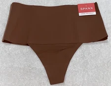 SPANX Supersmooth Undie-Tectable Hickory Brown Control Thong Panty Womens Sz S 5