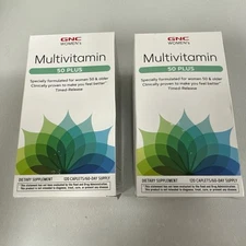 (2) GNC Women's Multivitamin 50 Plus 120 Timed Caplets Bone Skin Hair Health