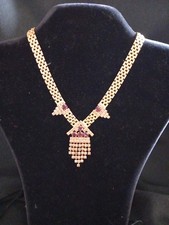Collier Plaqué Or Pierres Violettes Bijoux de Théâtre XXe Fantaisie