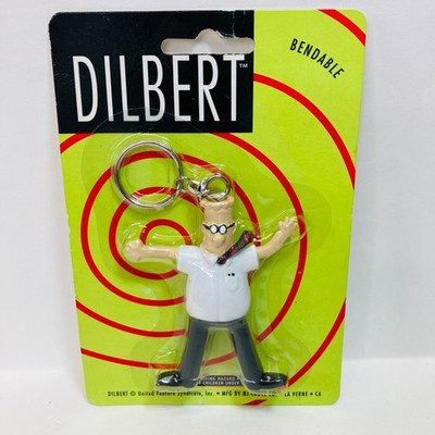 Vintage Dilbert Keychain Bendable Comic Strip United Features Syndicate New