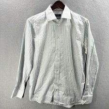 Eton Dress Shirt Mens Medium 15.5 39 Contemporary Fine Twill Blue Gray Striped