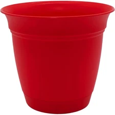Stylish 6'' Matte Red Planter with Saucer - Lightweight & Weather Resistant