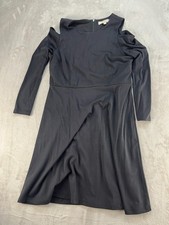 LOFT Cold Shoulder Midi Dress Womens 12 Petite Black Pullover Cocktail Casual