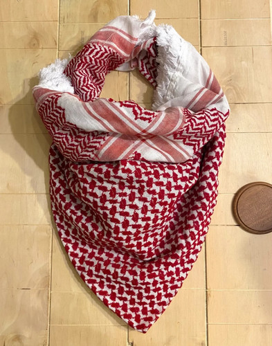 Bufanda única roja, cubierta facial tejida cosida, envoltura para sombreros, árabe Jordan Shemagh - Imagen 3 de 4