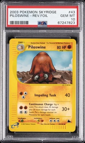2003 POKEMON SKYRIDGE #43 PILOSWINE-REVERSE FOIL PSA 10