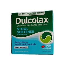 Dulcolax Stool Softener, 100 mg - 100 Liquid Gels - EXP 10/2027