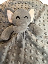 Gray Elephant Lovey Security Blanket Plush Minky Dots 14  
