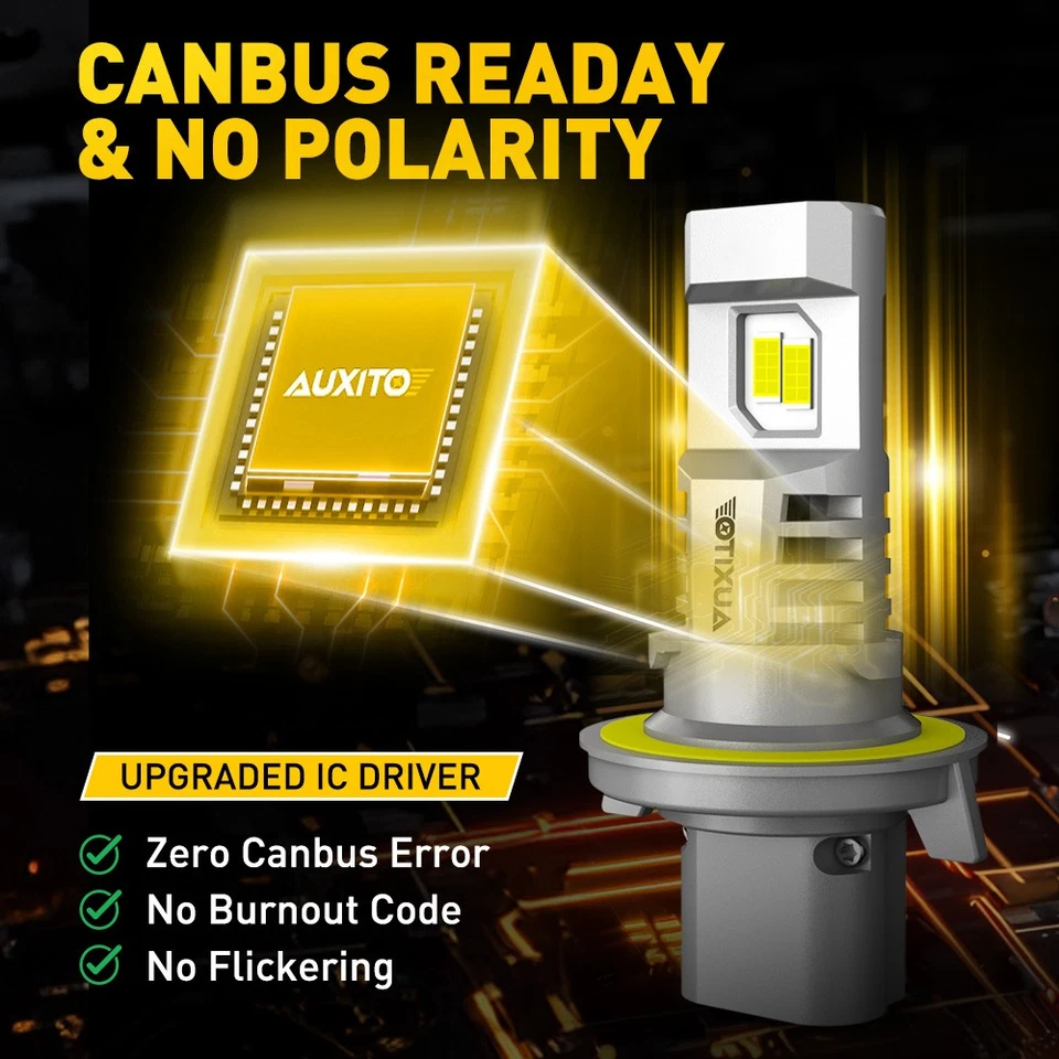 AUXITO H13/9008 LED Headlight Kit Bulbs High Low Beam Super Bright White 2/10X - Image 3 of 4