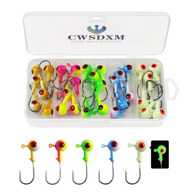 Fishing Jig Heads Assorted Size Round Painted Ball Head Hooks for Walleye Bas...