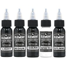 Professional 5-Pack Greywash Tattoo Ink Set for Smooth Shading Outlining