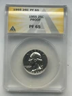 USA SILVER QUARTER 1955 PROOF PF65  ANACS
