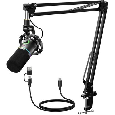XLR/USB Dynamisches Mikrofon Set, RGB Podcast Mikrofon mit Arm, Software, Stu...