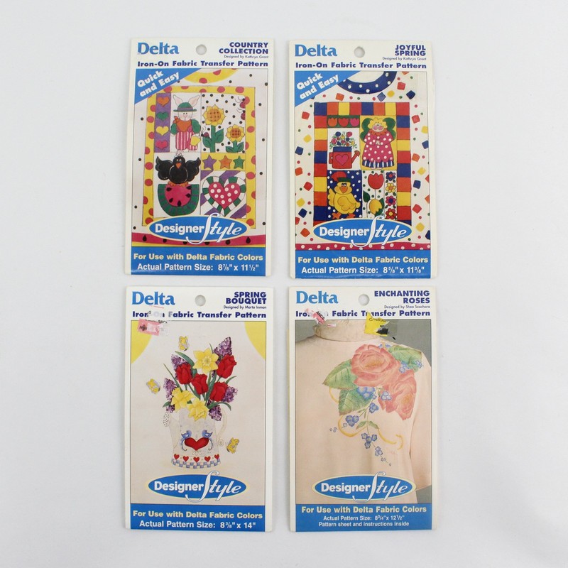 Lot of 4 Vintage Delta Iron-On Fabric Transfer Patterns
